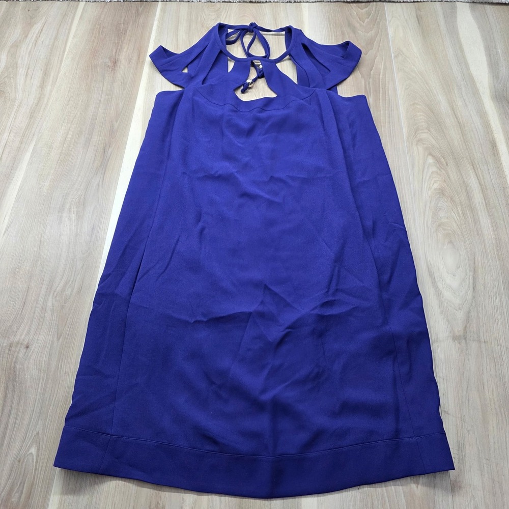 Diane von Furstenberg DVF Dress Cut Out Neck Shift Royal Blue 12 Womens Cocktail